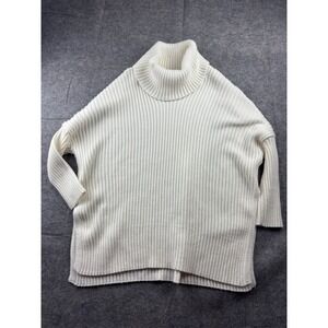 Mersea Ribbed Knit Chunky Dolman Turtleneck Sweater OS Ivory Acrylic Coastal